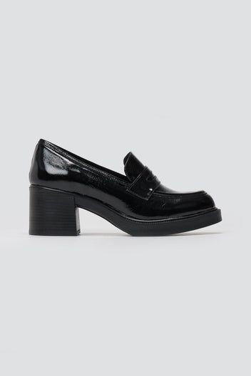 TFP - Patent Leather Loafers Block Heel - Black Patent