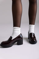 Patent Leather Loafers Block Heel TFP - Bordeaux Patent - thefashionproject.gr - TFP