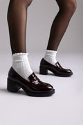 Patent Leather Loafers Block Heel TFP - Bordeaux Patent - thefashionproject.gr - TFP