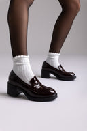 Patent Leather Loafers Block Heel TFP - Bordeaux Patent - thefashionproject.gr - TFP