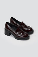 Patent Leather Loafers Block Heel TFP - Bordeaux Patent - thefashionproject.gr - TFP