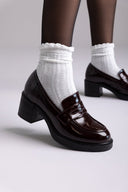 Patent Leather Loafers Block Heel TFP - Bordeaux Patent - thefashionproject.gr - TFP