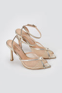 IRIS - Pearl Detail Sandals Slim Heel - Gold