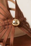 IRIS - Pearl Strap Mules Slim Heel - Terracotta Satin