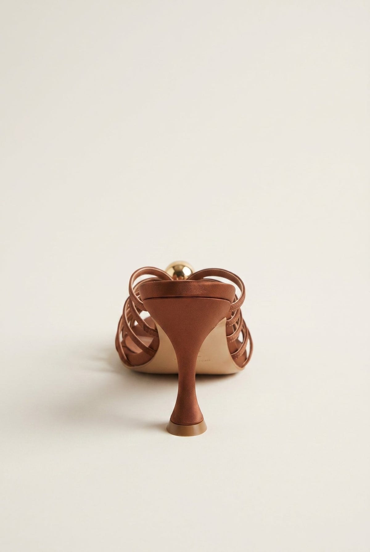 IRIS - Pearl Strap Mules Slim Heel - Terracotta Satin