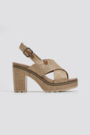 Πέδιλα από ψάθα με crossover φάσες Refresh 172707 - Μπεζ - thefashionproject.gr - Refresh