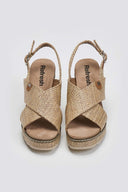 Πέδιλα από ψάθα με crossover φάσες Refresh 172707 - Μπεζ - thefashionproject.gr - Refresh
