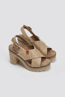 Πέδιλα από ψάθα με crossover φάσες Refresh 172707 - Μπεζ - thefashionproject.gr - Refresh