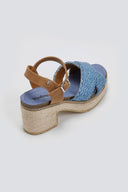 Πέδιλα crossover από ψάθα Refresh 172637 - Μπλε jean - thefashionproject.gr - Refresh