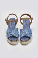 Πέδιλα crossover από ψάθα Refresh 172637 - Μπλε jean - thefashionproject.gr - Refresh