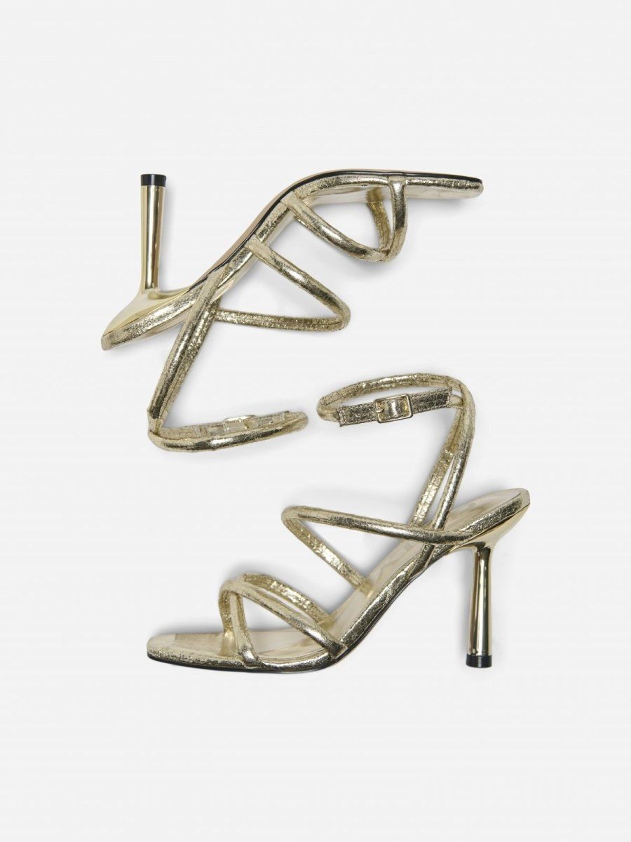 Πέδιλα crossover με μπαρέτα ONLY 15340883 - Χρυσό - thefashionproject.gr - ONLY
