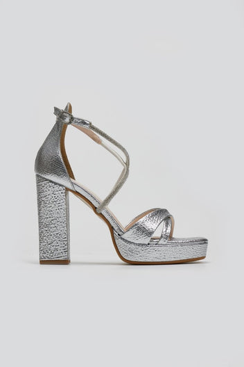 Πέδιλα crossover με στρας TFP - Ασημί - thefashionproject.gr - TFP