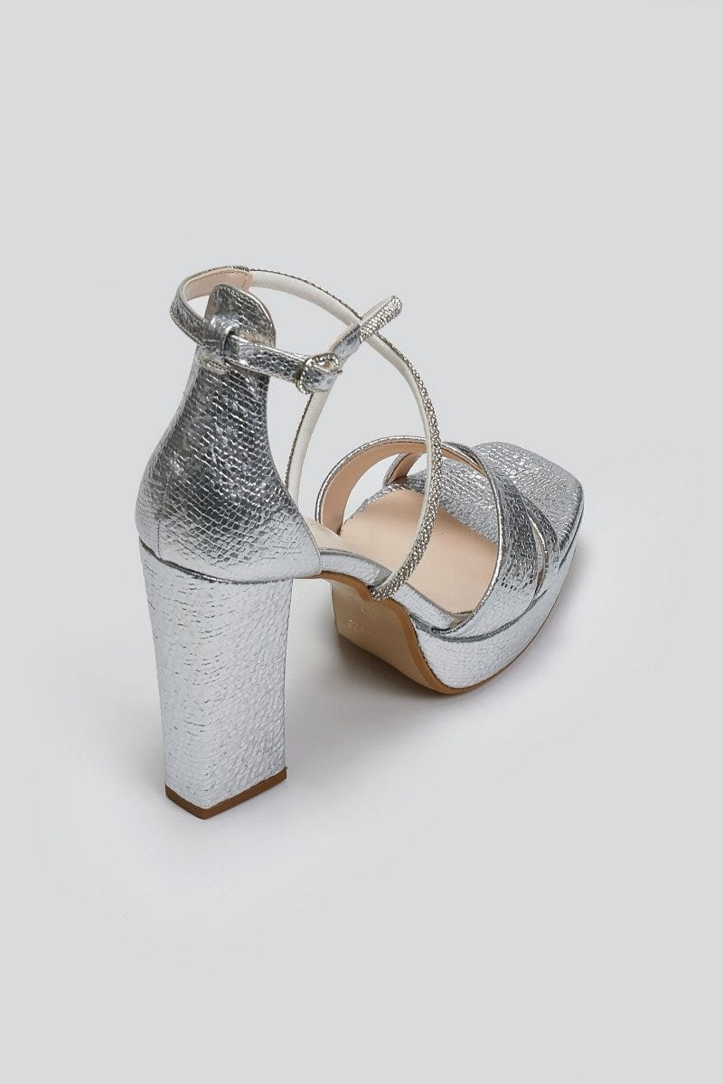 Πέδιλα crossover με στρας TFP - Ασημί - thefashionproject.gr - TFP