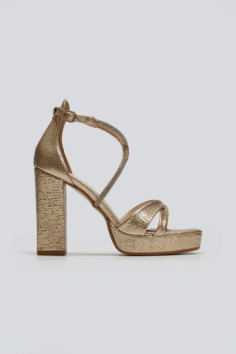 Πέδιλα crossover με στρας TFP - Χρυσό - thefashionproject.gr - TFP