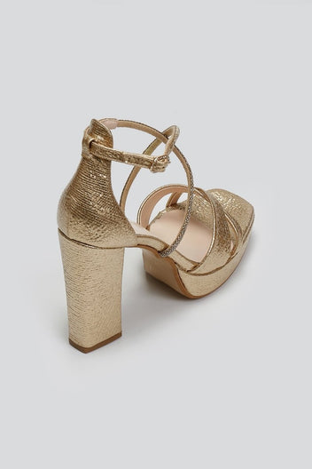 Πέδιλα crossover με στρας TFP - Χρυσό - thefashionproject.gr - TFP