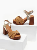 Πέδιλα crossover suede με τρουκς ERYNN - Κάμελ - thefashionproject.gr - ERYNN