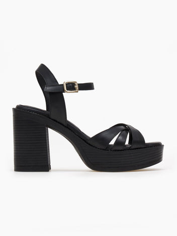 Πέδιλα δερμάτινα crossover με μπαρέτα - Μαύρο - thefashionproject.gr - TFP