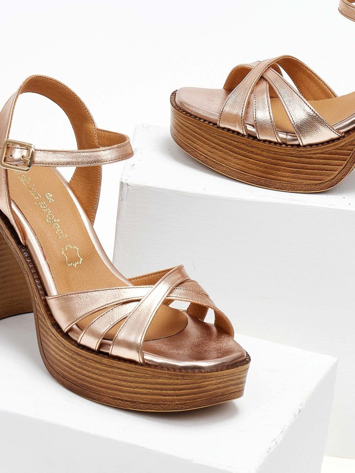 Πέδιλα δερμάτινα crossover με μπαρέτα - Χαλκός - thefashionproject.gr - TFP