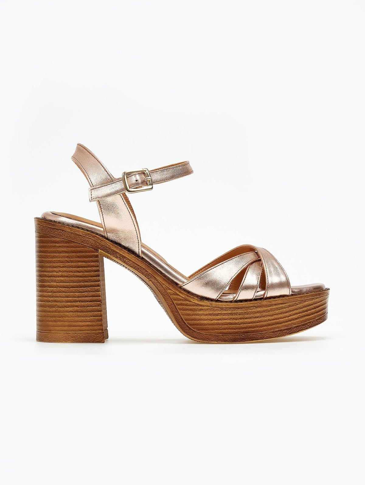 Πέδιλα δερμάτινα crossover με μπαρέτα - Χαλκός - thefashionproject.gr - TFP