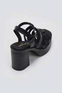 Πέδιλα δερμάτινα gladiator με τακούνι TFP - Μαύρο - thefashionproject.gr - TFP
