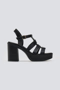 Πέδιλα δερμάτινα gladiator με τακούνι TFP - Μαύρο - thefashionproject.gr - TFP