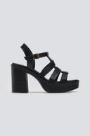 Πέδιλα δερμάτινα gladiator με τακούνι TFP - Μαύρο - thefashionproject.gr - TFP