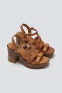 Πέδιλα δερμάτινα gladiator με τακούνι TFP - Ταμπά - thefashionproject.gr - TFP