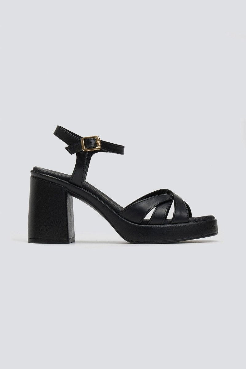 Πέδιλα δερμάτινα με crossover λουράκια Tfp - Μαύρο - thefashionproject.gr - TFP