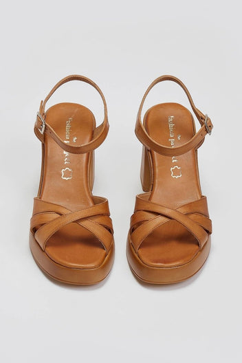 Πέδιλα δερμάτινα με crossover λουράκια Tfp - Ταμπά - thefashionproject.gr - TFP
