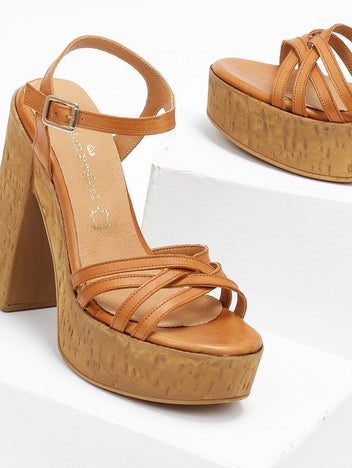 Πέδιλα δερμάτινα με φελλό tfp - Ταμπά - thefashionproject.gr - TFP