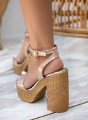 Πέδιλα δερμάτινα με φελλό tfp - Χαλκός - thefashionproject.gr - TFP