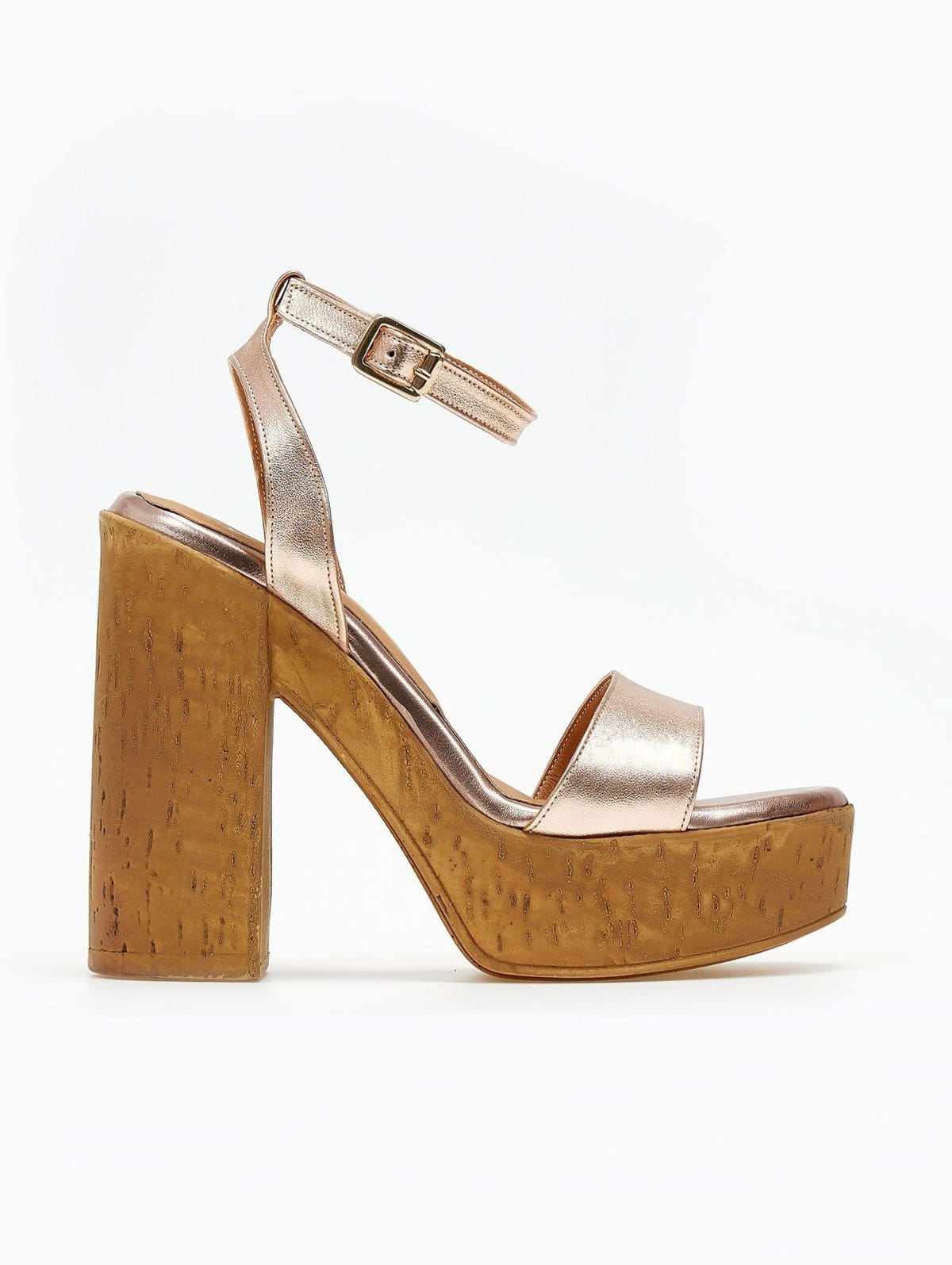 Πέδιλα δερμάτινα με φελλό tfp - Χαλκός - thefashionproject.gr - TFP
