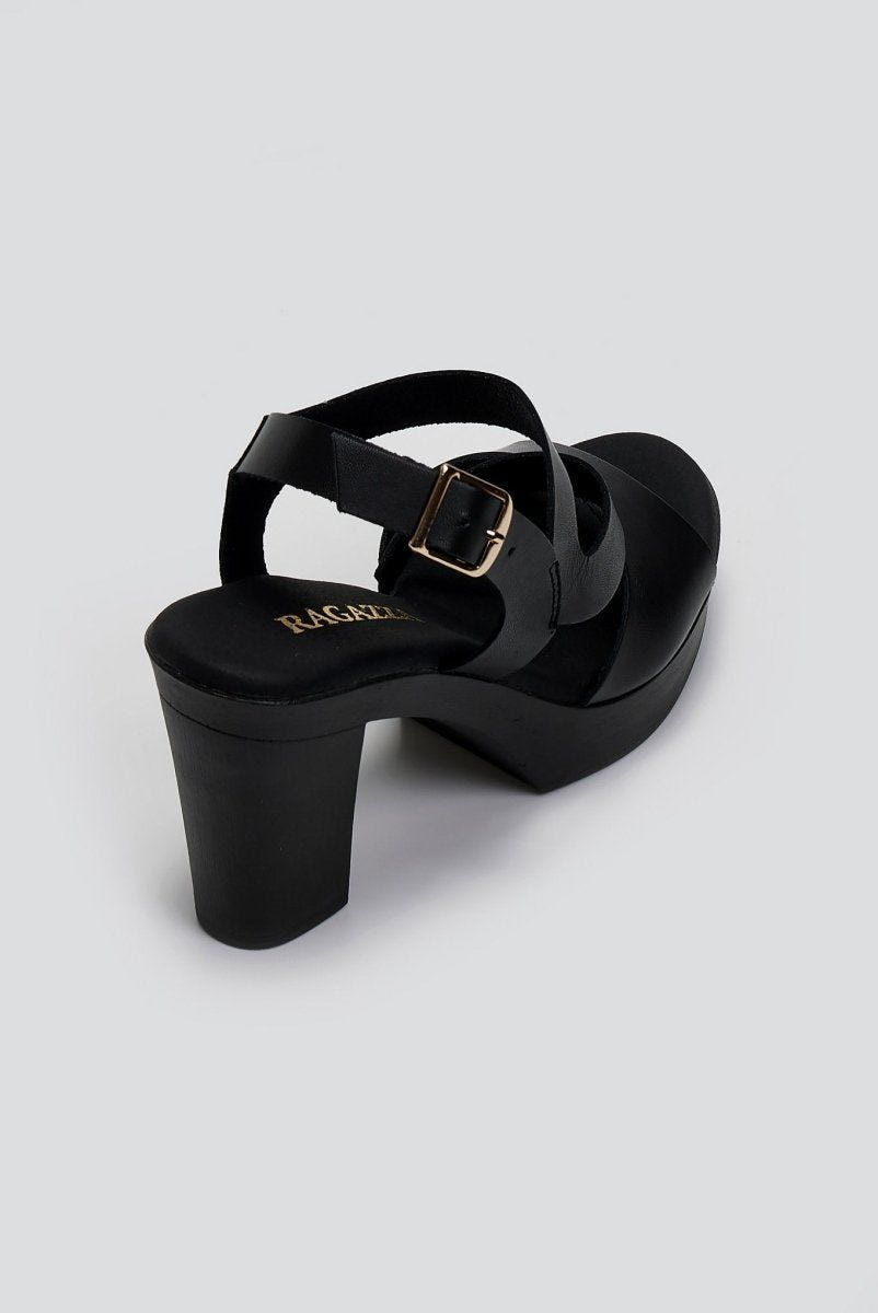 Πέδιλα δερμάτινα με φιάπα Ragazza 0339 - Μαύρο - thefashionproject.gr - RAGAZZA