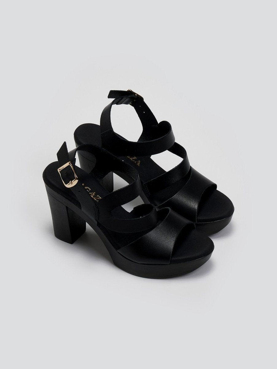 Πέδιλα δερμάτινα με φιάπα Ragazza 0339 - Μαύρο - thefashionproject.gr - RAGAZZA
