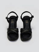 Πέδιλα δερμάτινα με ψάθινες φάσες Estil - Μαύρο - thefashionproject.gr - Estil
