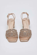 Πέδιλα δερμάτινα με στρας φάσα Iris sandals - Χαλκός - thefashionproject.gr - IRIS