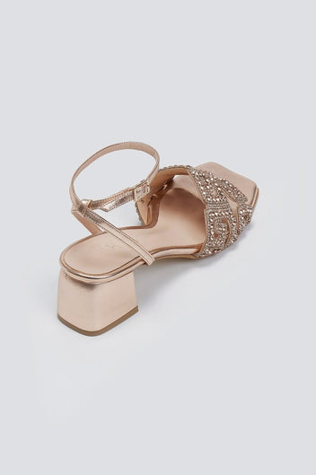 Πέδιλα δερμάτινα με στρας φάσα Iris sandals - Χαλκός - thefashionproject.gr - IRIS