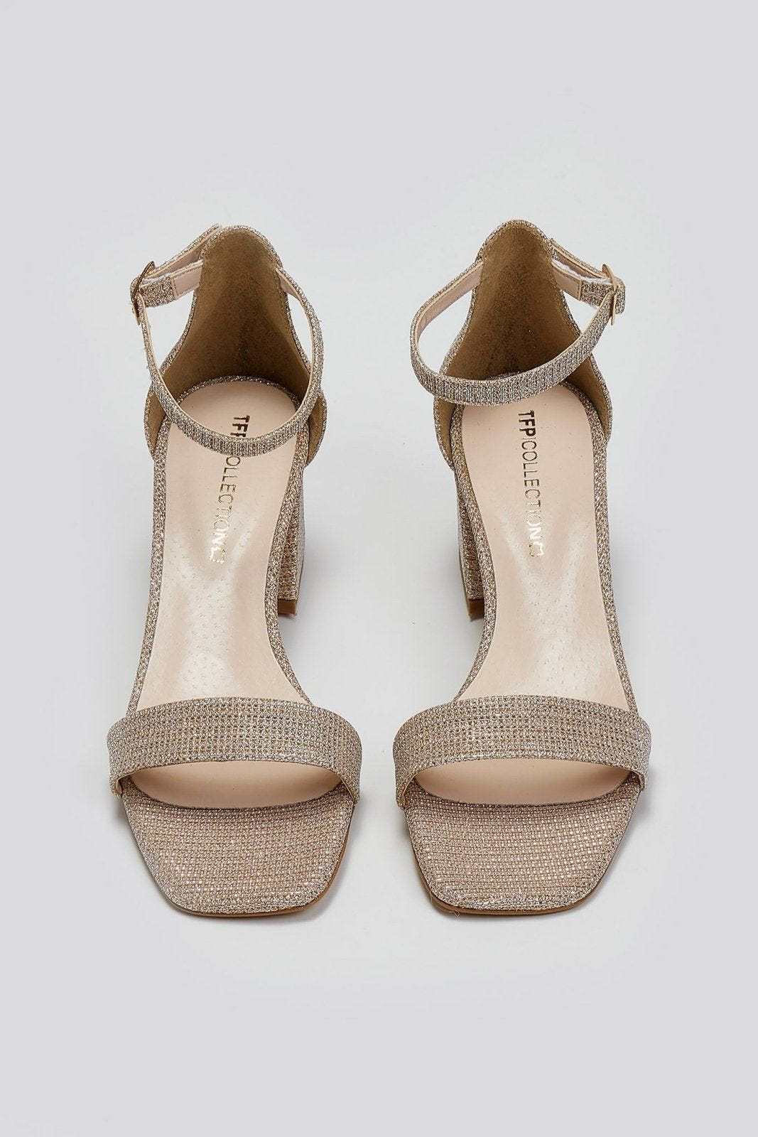 Πέδιλα γκλίτερ με μπαρέτα TFP - Nude - thefashionproject.gr - TFP
