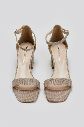 Πέδιλα γκλίτερ με μπαρέτα TFP - Nude - thefashionproject.gr - TFP