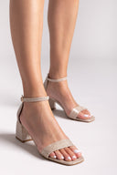 Πέδιλα γκλίτερ με μπαρέτα TFP - Nude - thefashionproject.gr - TFP