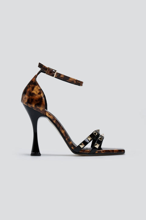 Patent Studded Sandals - Camel
