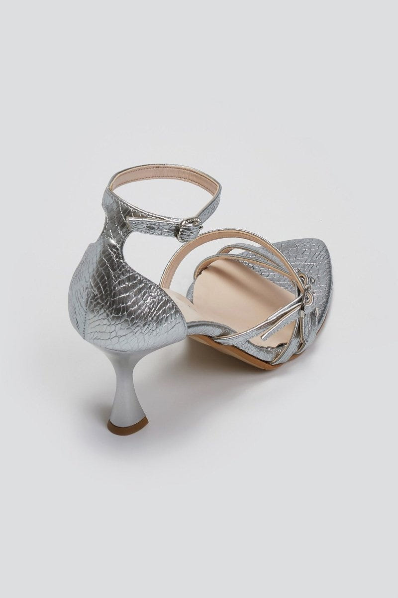 Πέδιλα με ανάγλυφο print Tfp - Ασημί - thefashionproject.gr - TFP