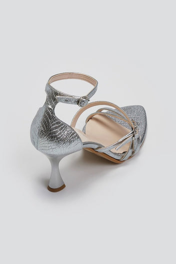 Πέδιλα με ανάγλυφο print Tfp - Ασημί - thefashionproject.gr - TFP