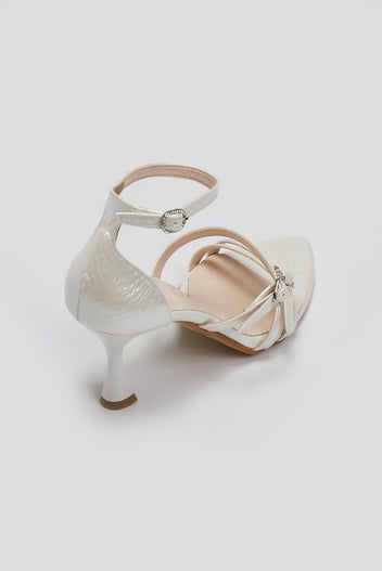 Πέδιλα με ανάγλυφο print Tfp - Λευκό Πέρλα - thefashionproject.gr - TFP