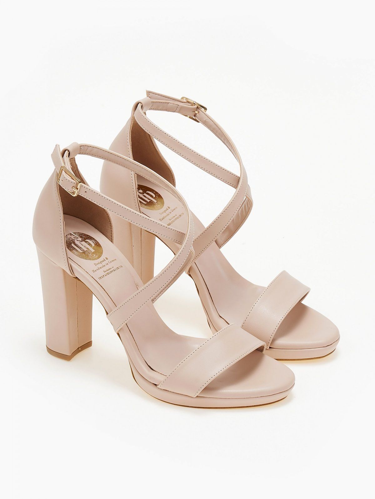Πέδιλα με croosssover σχέδιο TFP - Nude - thefashionproject.gr - TFP