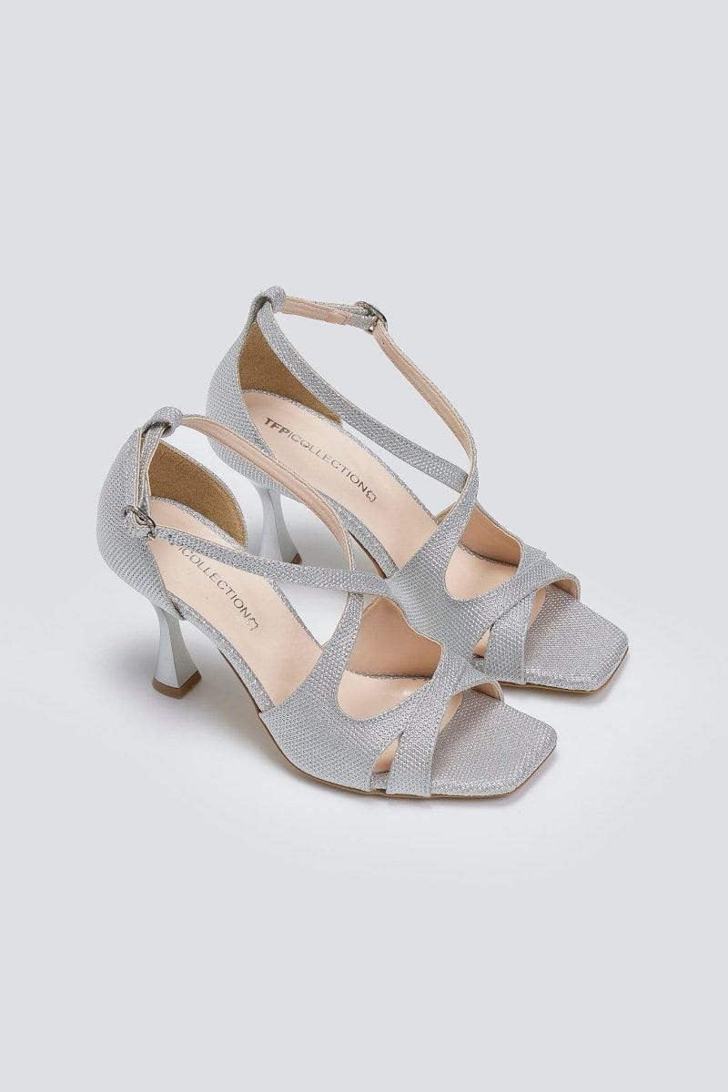 Πέδιλα με crossover λουράκια TFP - Ασημί - thefashionproject.gr - TFP