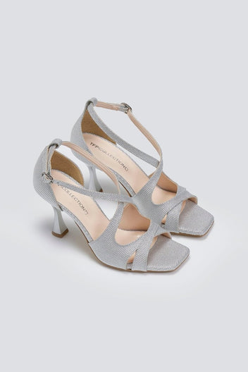Πέδιλα με crossover λουράκια TFP - Ασημί - thefashionproject.gr - TFP