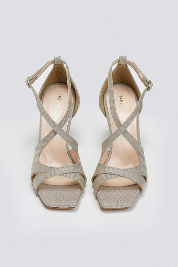 Πέδιλα με crossover λουράκια TFP - Χρυσό - thefashionproject.gr - TFP