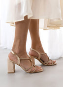Πέδιλα με crossover στρας λουράκια TFP - Μπεζ - thefashionproject.gr - TFP