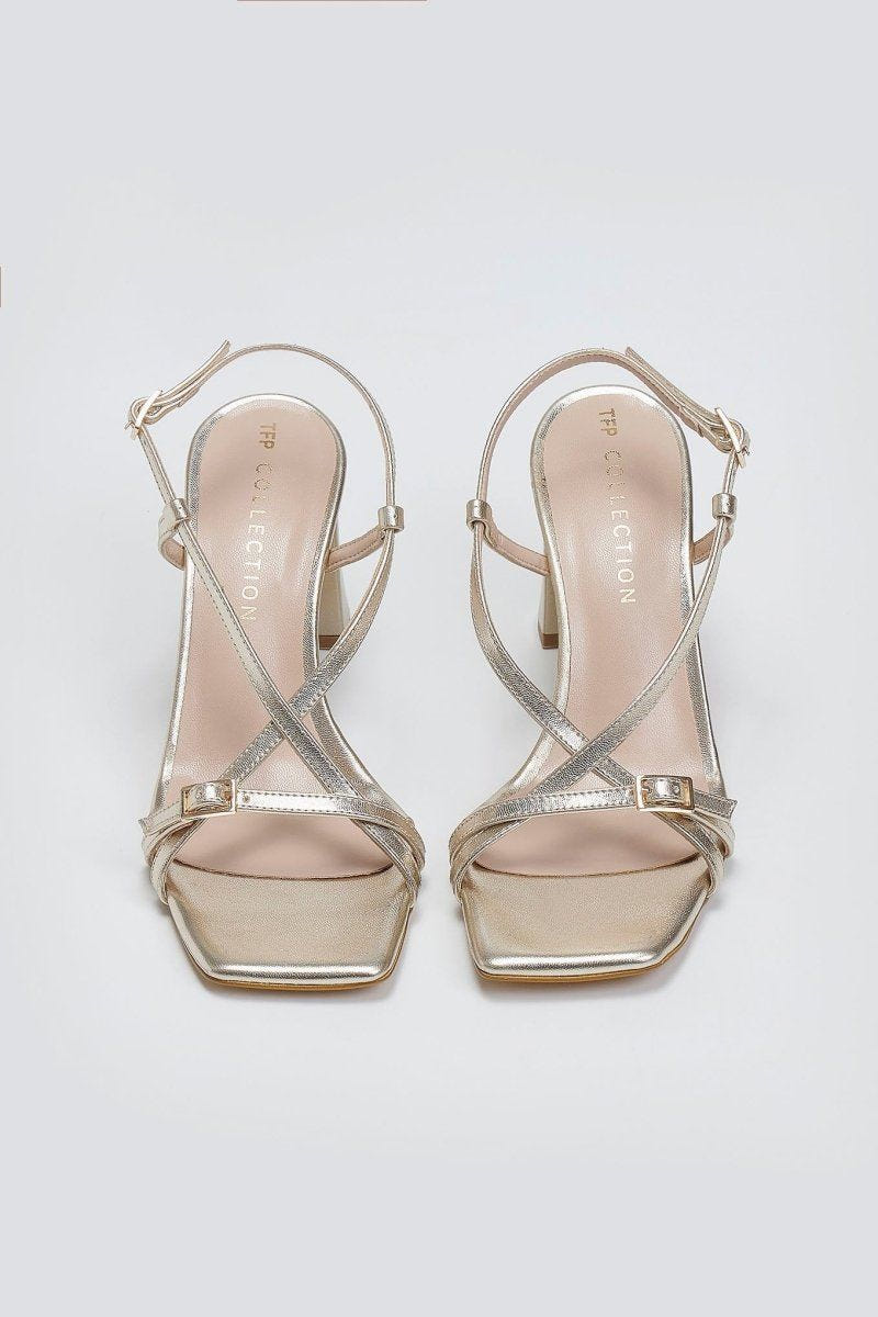 Πέδιλα με crossover σχέδιο TFP - Χρυσό - thefashionproject.gr - TFP